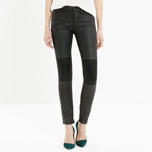 Madewell Moto coated black zipper jeans 27